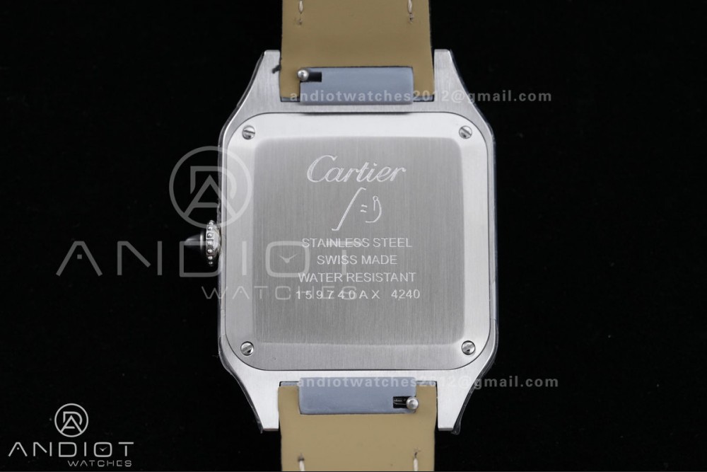 Santos Dumont 31.4mm SS AF 1:1 Best Edition Silver Dial on Black Leather Strap A157 — photo 7