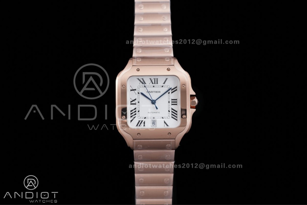 Santos de Cartier 40mm BVF 1:1 Best Edition RG White Dial on RG Smart-Links Bracelet MIYOTA 9039