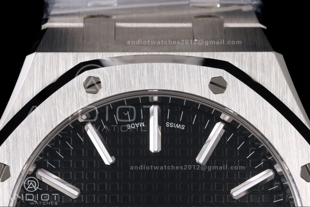 Royal Oak 41mm 15500 SS VSF 1:1 Best Edition Black Textured Dial on SS Bracelet DD4302 Super Clone — photo 7