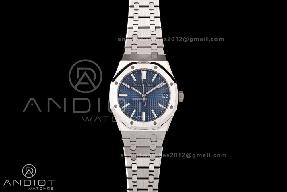 Royal Oak 15510 SS OCTA 1:1 Best Edition Blue Dial on SS Bracelet JH4302 Super Clone (Free Sprung)