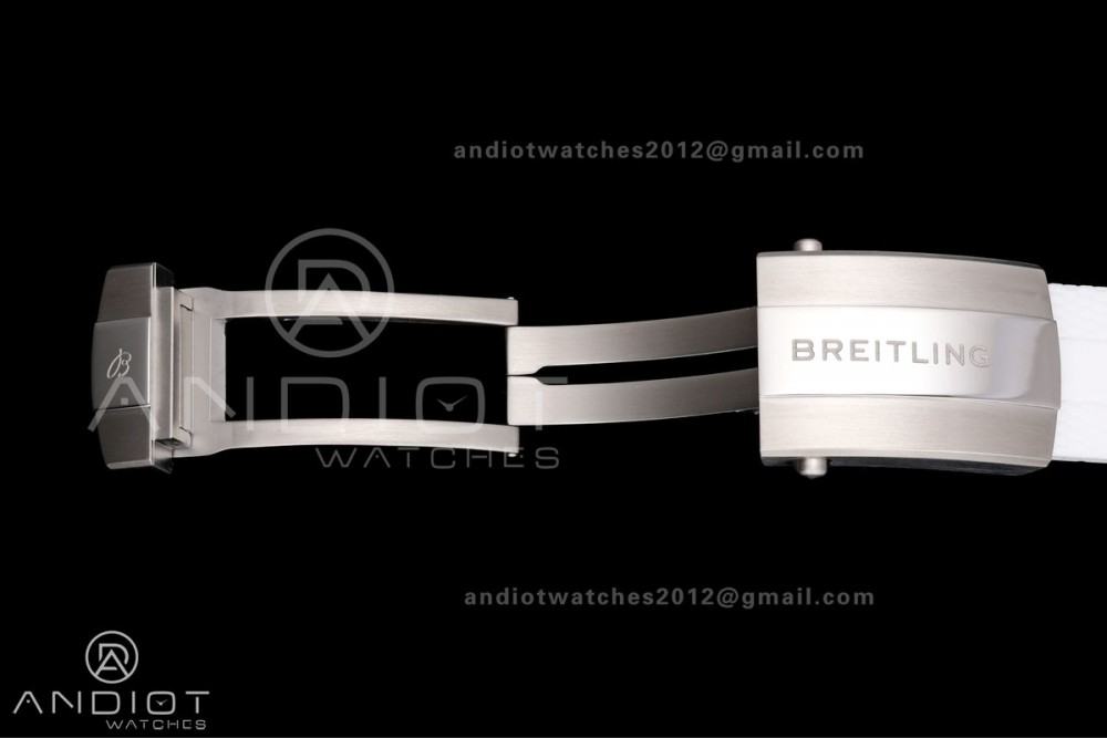 SuperOcean Automatic 42 SS BLF 1:1 Best Edition White Rainbow Dial on White Rubber Strap A2824 — photo 20