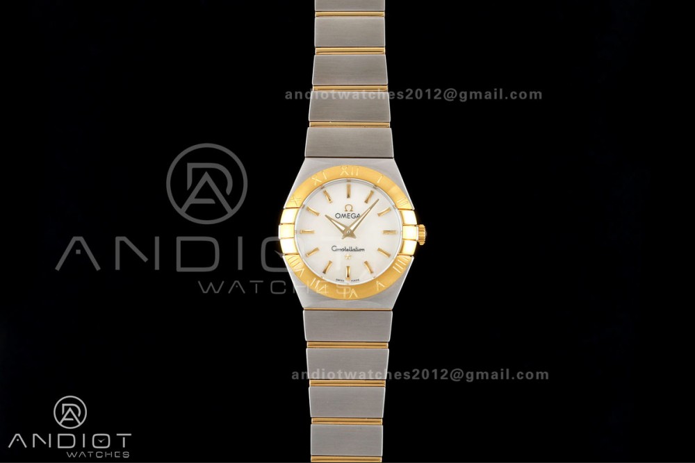 Constellation 28mm SS/YG 8848F 1:1 Best Edition White MOP Stick Dial on SS/YG Bracelet ETA Quartz