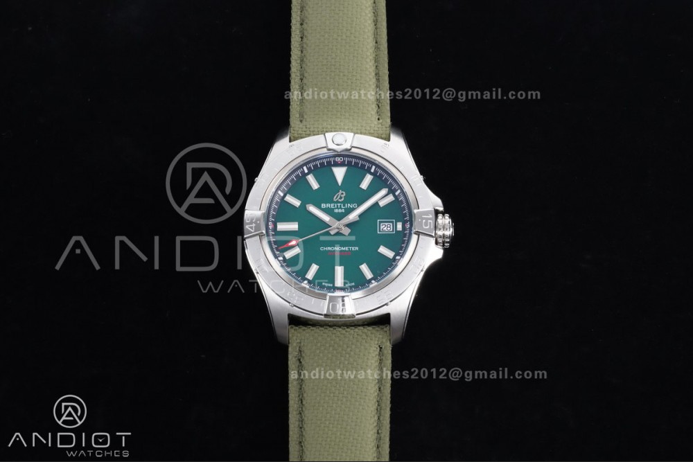 Avenger Chronometer 42mm SS BLSF 1:1 Best Edition Green Dial On Green Nylon Strap A2824