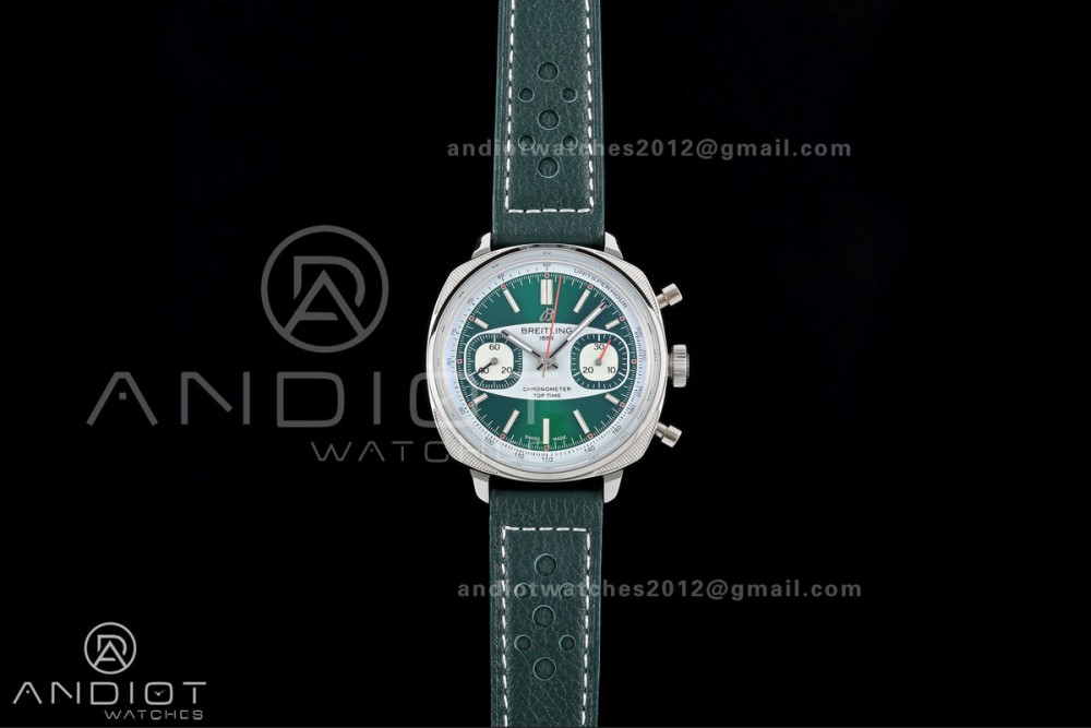 Top Time B01 Racing BLSF 1:1 Best Edition Green/White Dial on Green Leather Strap A7750