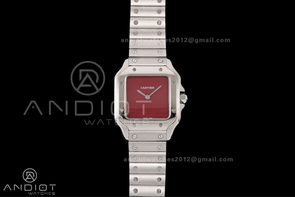 Santos 27mm SS 8848F 1:1 Best Edition Red Dial on SS Bracelet Quartz