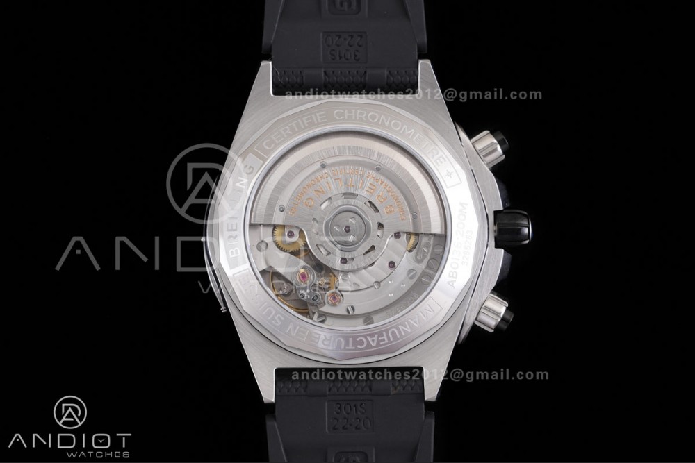 Chronomat B01 44mm SS BLSF 1:1 Best Edition Ice Blue Dial on Black Rubber Strap A7750 — photo 6