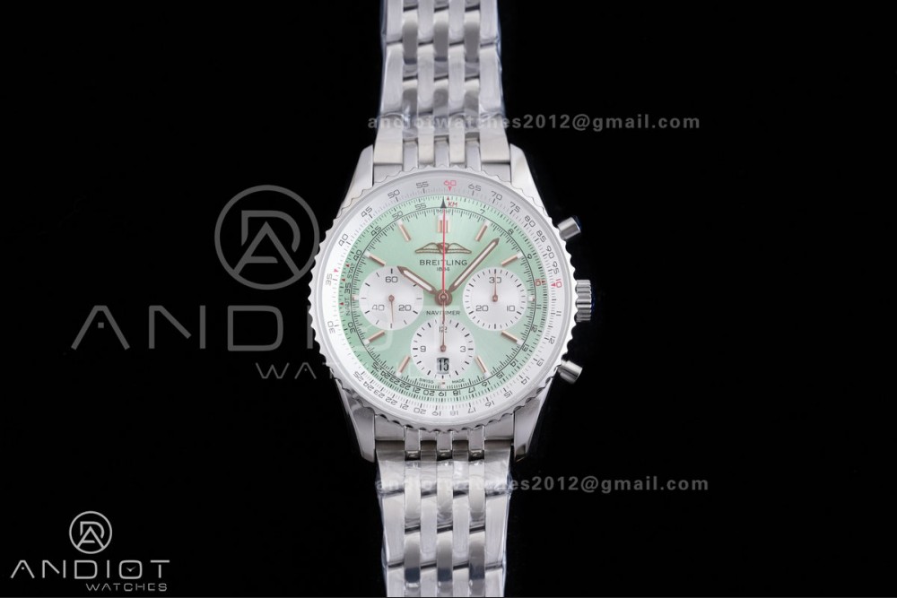 Navitimer B01 SS 43mm BLS 1:1 Best Edition Light Dial White Subdial on SS Bracelet A7750