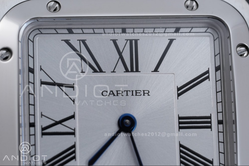 Santos Dumont 31.4mm SS AF 1:1 Best Edition Silver Dial on Black Leather Strap A157 — photo 4