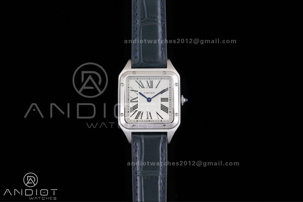 Santos Dumont 38mm SS F1F Best Edition Silver Dial on Blue Leather Strap Quartz