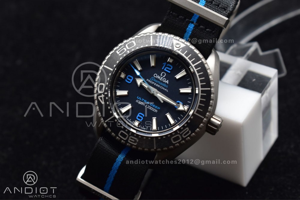Seamaster 6000M Ultra Deep SS SBF 1:1 Best Edition Black Dial on Black Nylon Strap A8912 Super Clone — photo 13