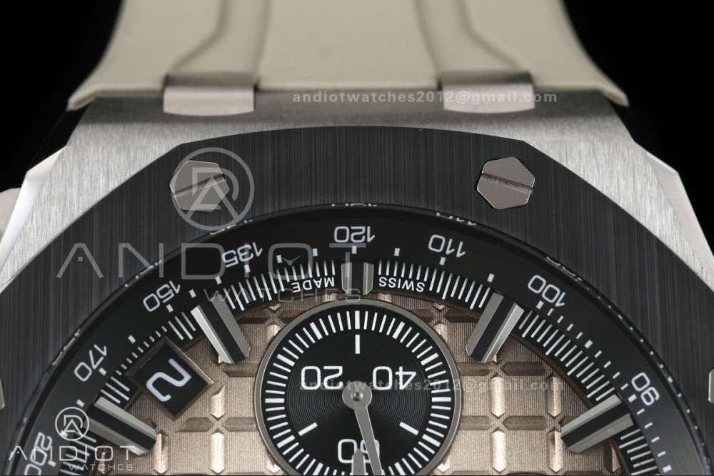 Royal Oak Offshore 43mm 26420so SS DDF 1:1 Best Edition Smoked Dial on Gray Rubber Strap DD4401 Super Clone — photo 5