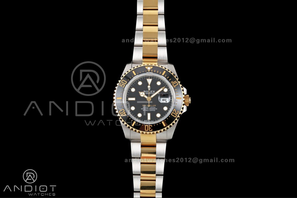 Sea-Dweller 126600 43mm 904L SS/YG QF 1:1 Best Black Dial On Oyster Bracelet SH3235 (Free Sprung)