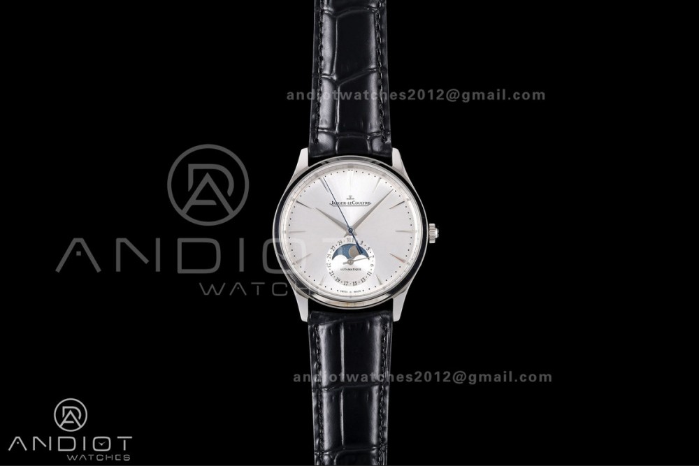 Master Ultra Thin Moon SS RZF 1:1 Best Edition Silver Dial on Black Leather Strap SA925 Super Clone