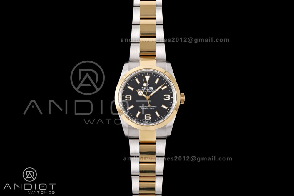 Explorer 36 124273 904L QF Best Edition Black Dial On SS/YG Bracelet SH3230 (Free Sprung)