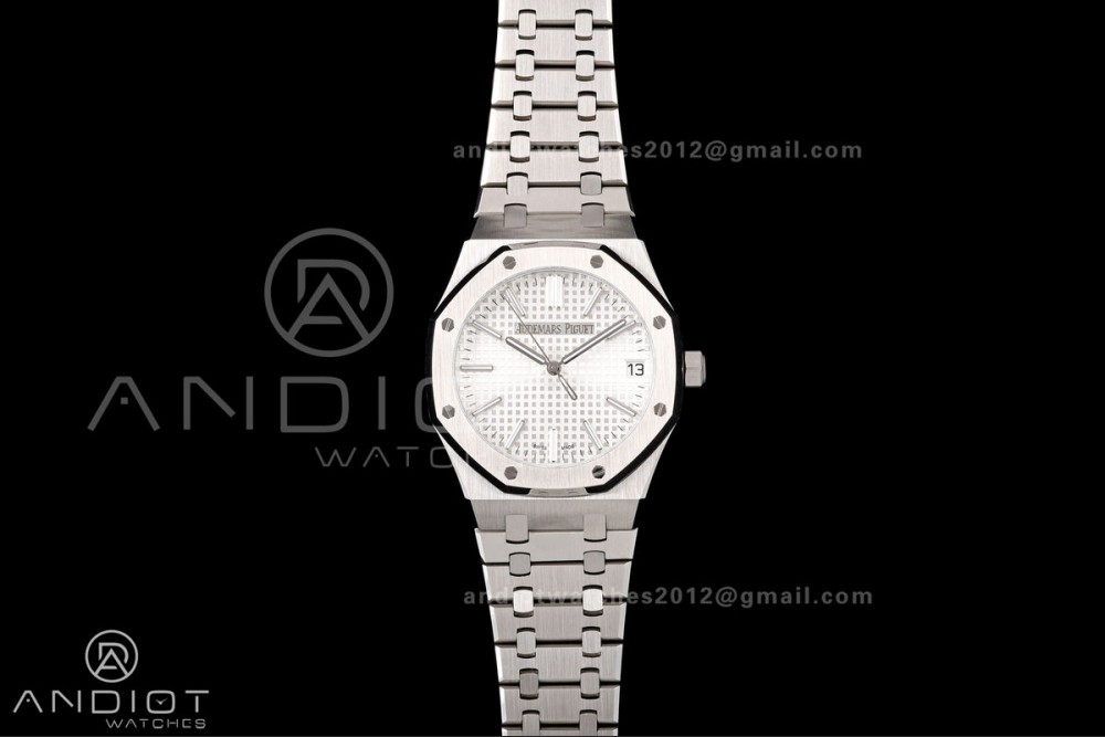 Royal Oak 15510 SS OCTA 1:1 Best Edition White Dial on SS Bracelet JH4302 Super Clone (Free Sprung)