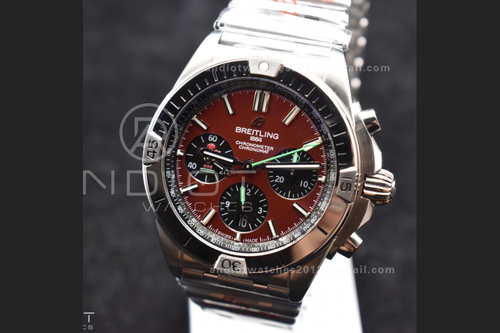 Chronomat B01 44mm SS BLSF 1:1 Best Edition Red Dial On SS Bracelet A7750
