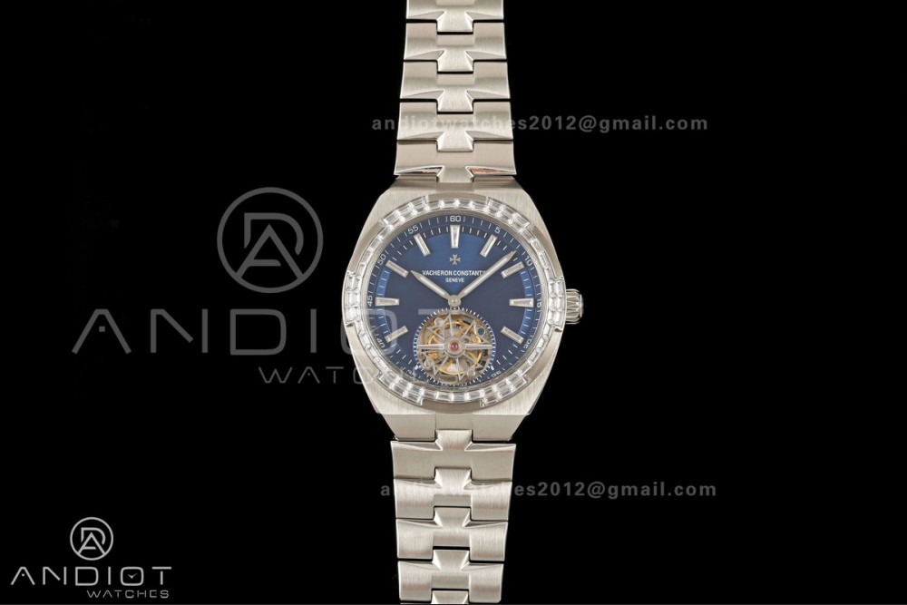Overseas Tourbillon SS ANTF Best Edition Blue Dial Diamonds Bezel on SS Bracelet