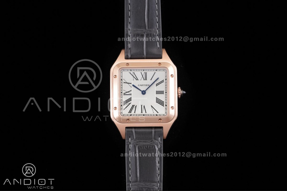 Santos Dumont 43.5mm RG F1F Best Edition Silver Dial on Gary Leather Strap Quartz