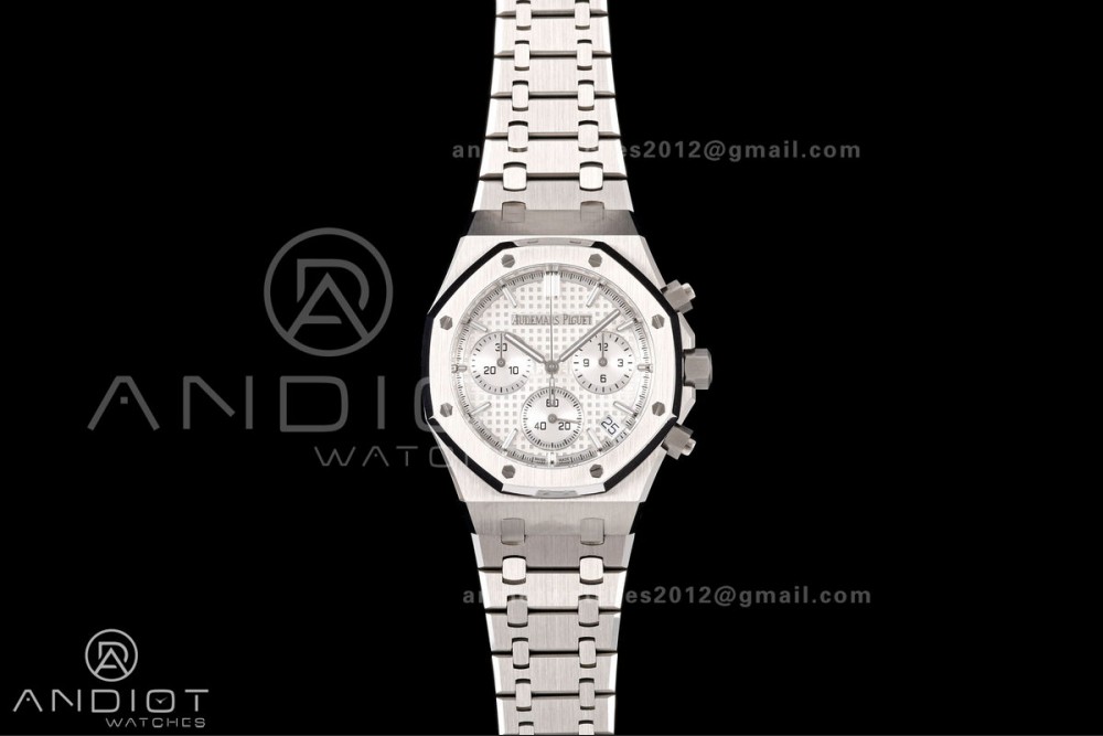 Royal Oak Chrono 26240 SS OCTA 1:1 Best Edition White Dial on SS Bracelet JH4401 Super Clone (Free Sprung)