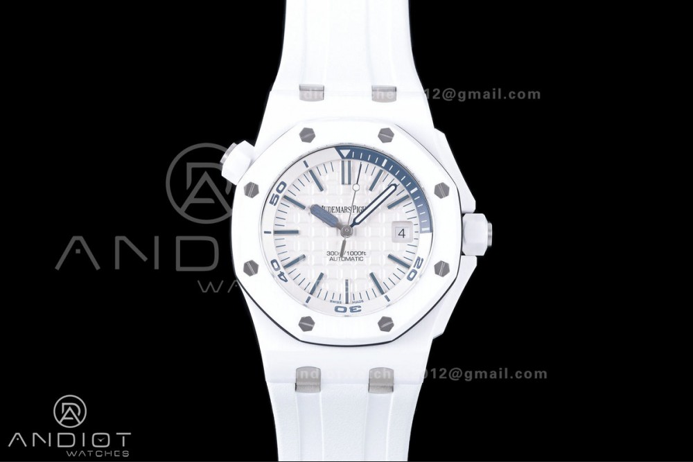 Royal Oak Offshore Diver 15707 White Ceramic JF 1:1 Best Edition SA3120 Super Clone — photo 3