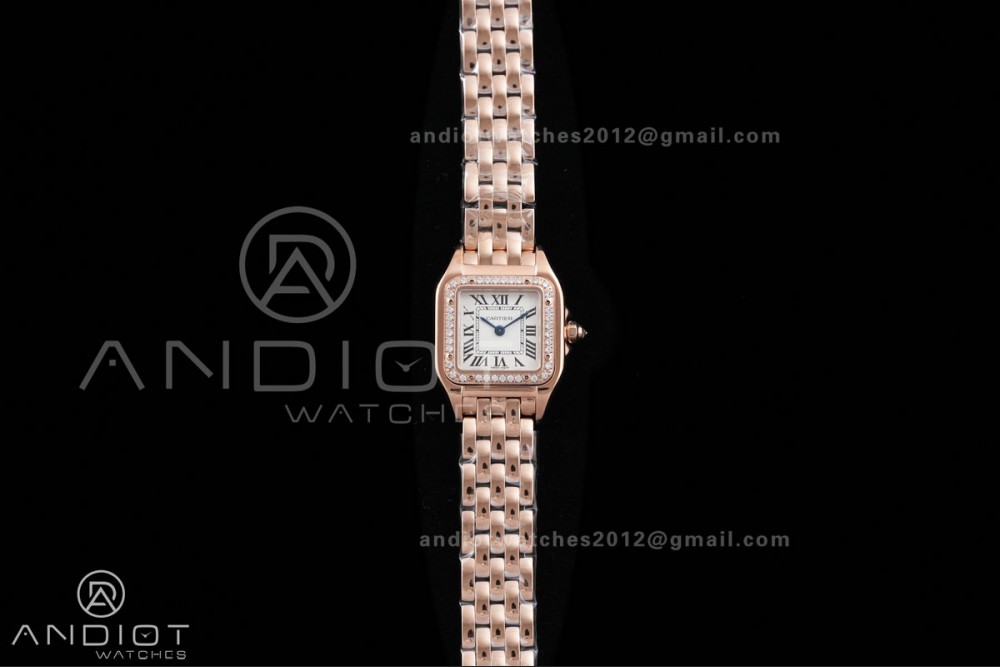 Panthère 22mm BVF 1:1 Best Edition RG White Dial Diamonds Bezel on RG Bracelet Ronda Quartz