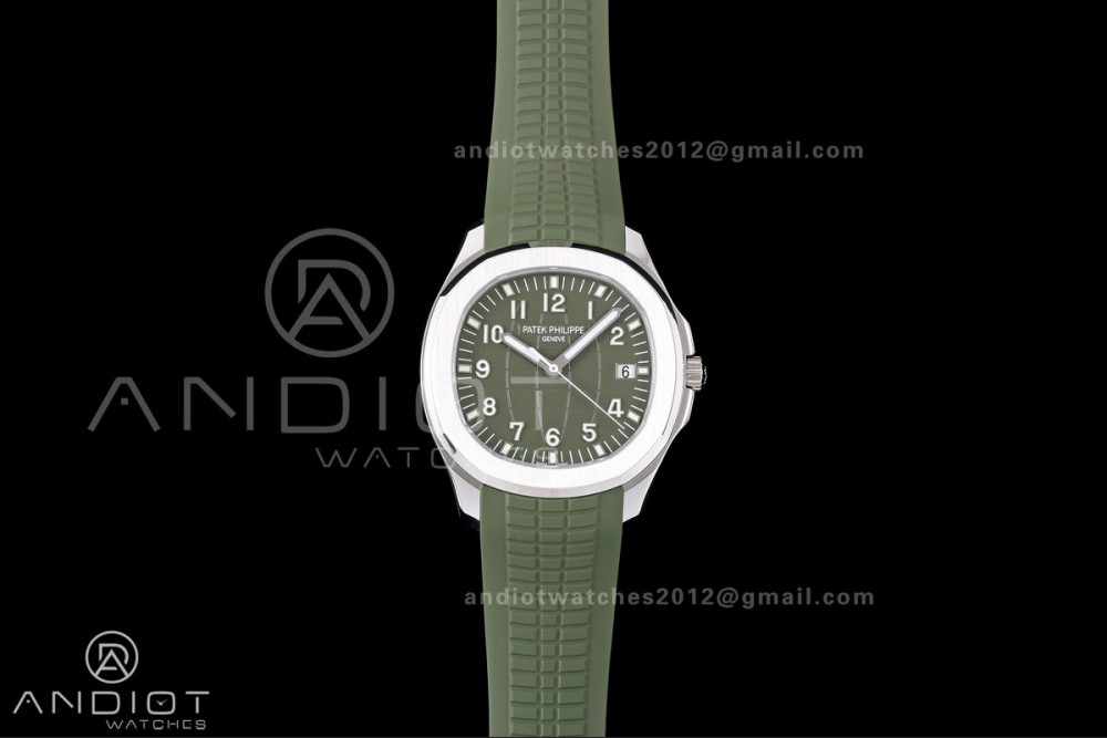 Aquanaut 5168G 42mm SS DDF 1:1 Best Edition Green Dial on Green Rubber Strap DPB330 Super Clone (Weighted)
