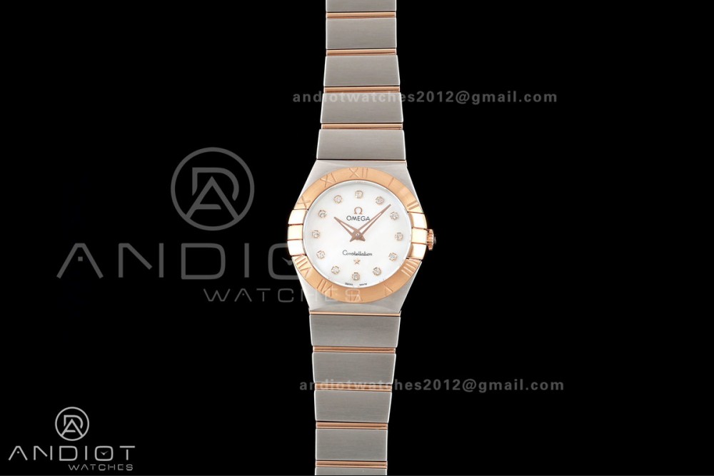Constellation 28mm SS/RG 8848F 1:1 Best Edition White MOP Dial on SS/RG Bracelet ETA Quartz