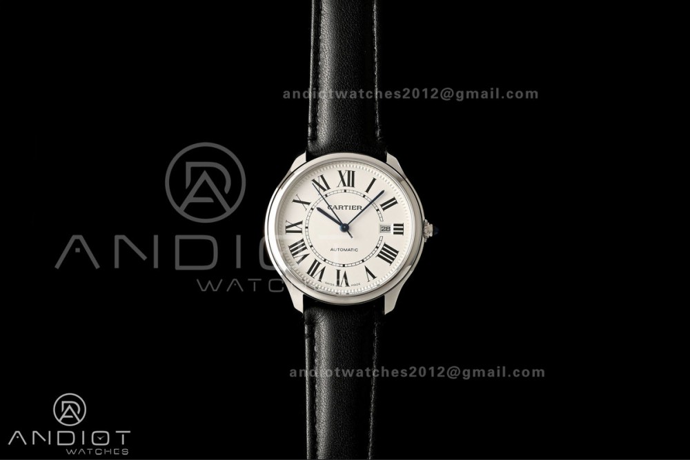 Ronde Louis 40 SS BSF Best Edition White Dial on Black Leather Strap A1847