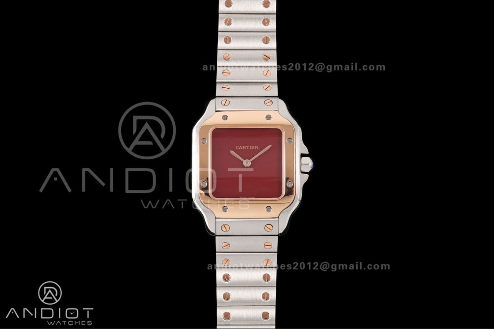 Santos 27mm SS/RG 8848F 1:1 Best Edition Red Dial on SS/RG Bracelet Quartz