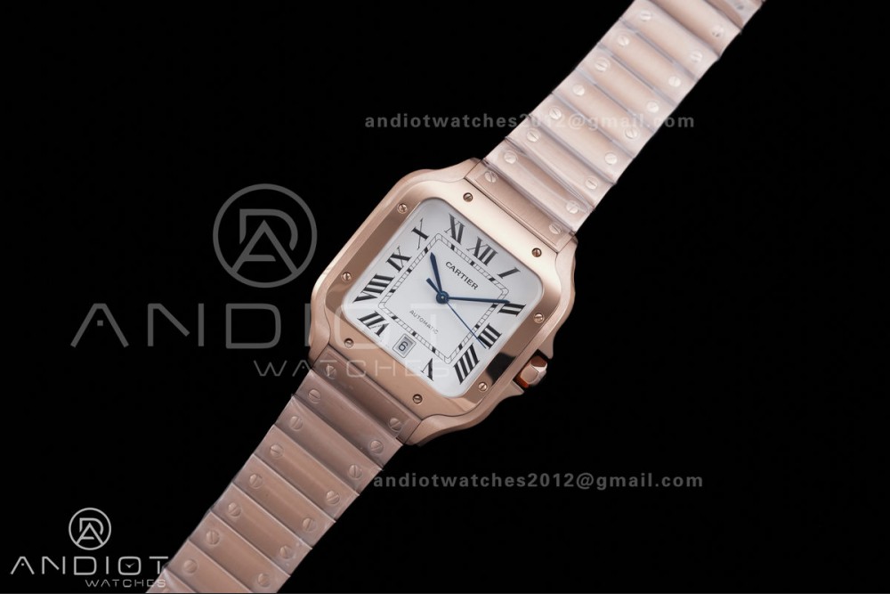 Santos de Cartier 40mm BVF 1:1 Best Edition RG White Dial on RG Smart-Links Bracelet MIYOTA 9039 — photo 2