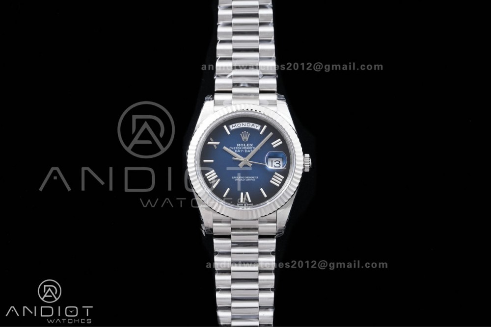 DayDate 40 228239 VSF 1:1 Best Edition Blue Ombre Roman Dial on President Bracelet VS3255