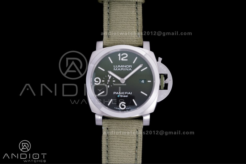 PAM1356 Luminor Marina eSteel VSF 1:1 Best Edition on Green Nylon Strap P.9010