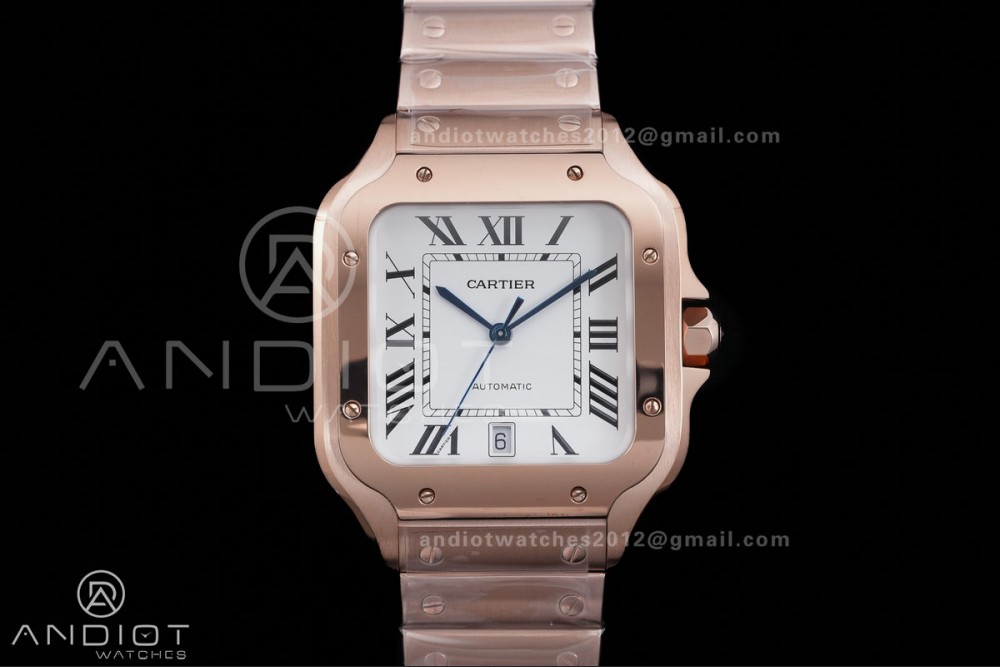 Santos de Cartier 40mm BVF 1:1 Best Edition RG White Dial on RG Smart-Links Bracelet MIYOTA 9039 — photo 3
