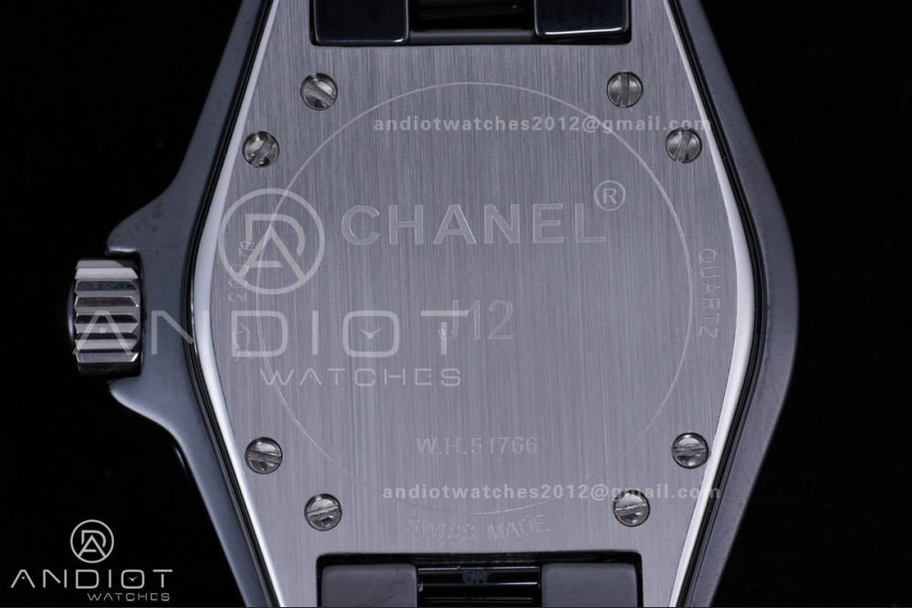 J12 33mm HTF 1:1 Best Edition Black Korea Ceramic Black Dial White Markers on Bracelet Swiss Quartz — photo 7