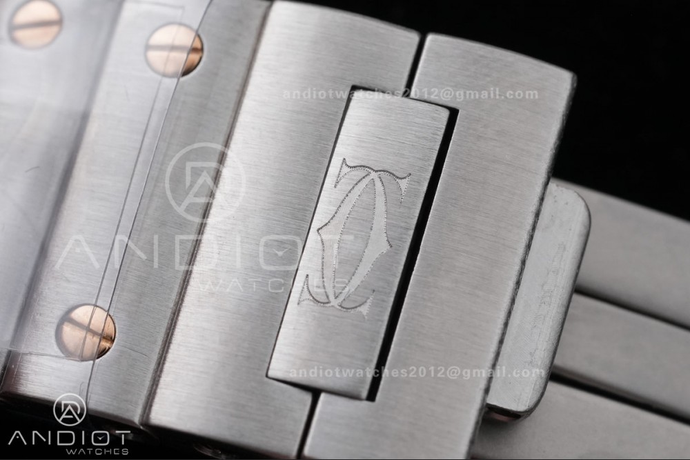 Santos W2SA0033 27x34mm AF 1:1 Best Edition Silver Dial ON SS/RG SmartLinks Bracelet Ronda Quartz — photo 14