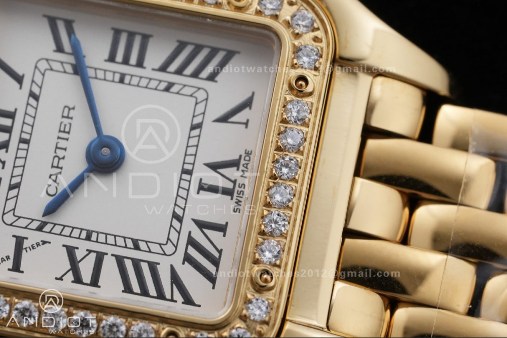 Panthère 22mm BVF 1:1 Best Edition YG White Dial Diamonds Bezel on YG Bracelet Ronda Quartz — photo 5
