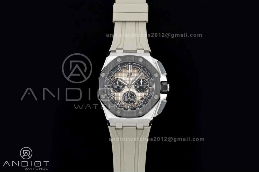 Royal Oak Offshore 43mm 26420so SS DDF 1:1 Best Edition Smoked Dial on Gray Rubber Strap DD4401 Super Clone