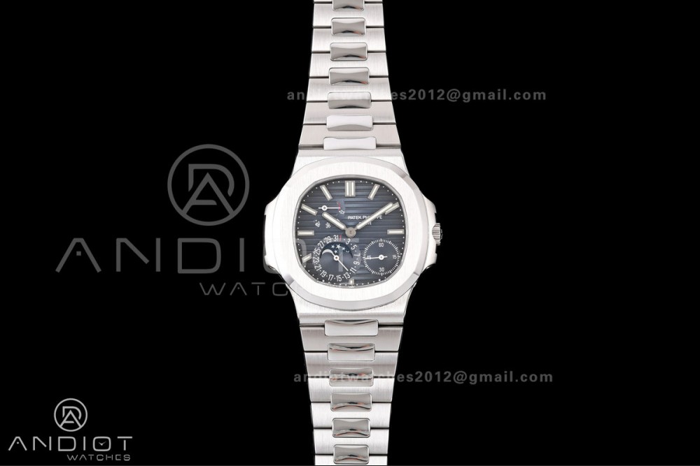 Nautilus 5712-1A 001 Free Sprung SS Umi 1:1 Best Edition Blue Dial on SS Bracelet PPF240 (Free tool) 
