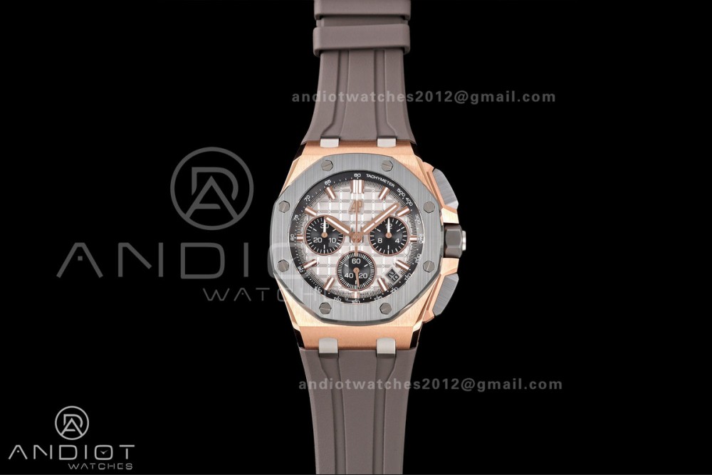 Royal Oak Offshore 26420OI RG Titanium Bezel DDF 1:1 Best Edition Gray/Black Dial on Gray Rubber Strap DD4401 Super Clone