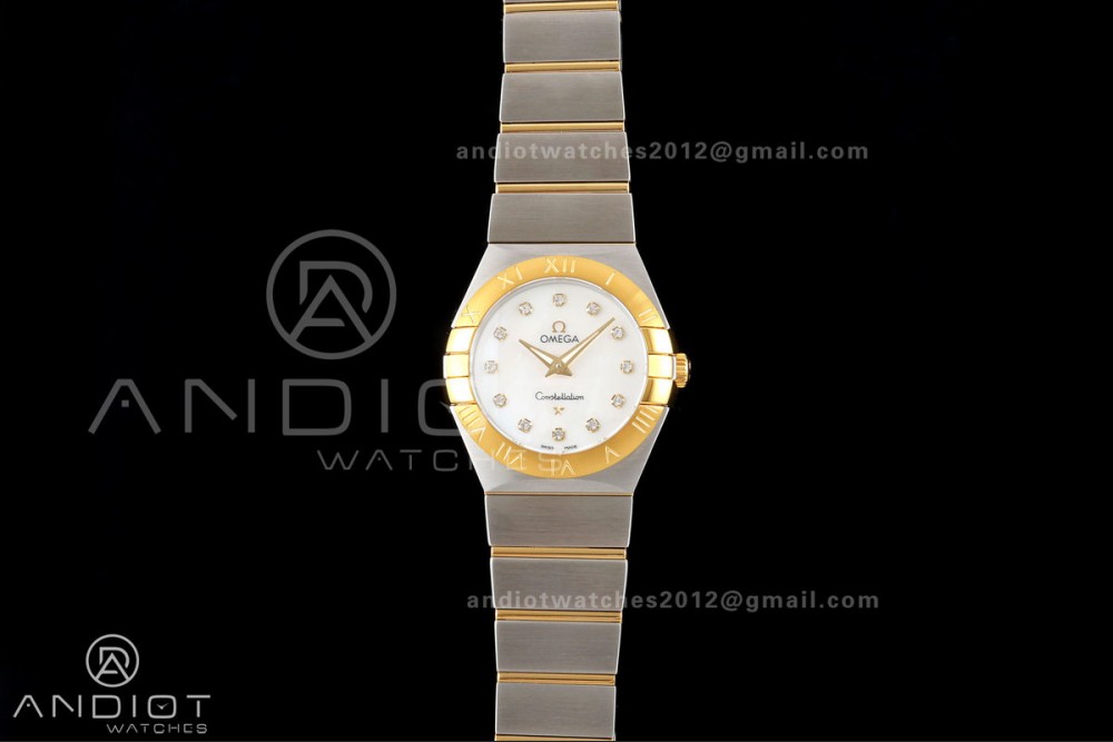 Constellation 28mm SS/YG 8848F 1:1 Best Edition White MOP Diamonds Dial on SS/YG Bracelet ETA Quartz