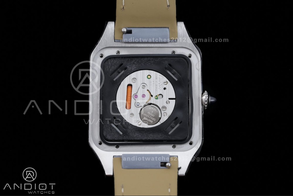 Santos Dumont 31.4mm SS AF 1:1 Best Edition Silver Dial on Black Leather Strap A157 — photo 11