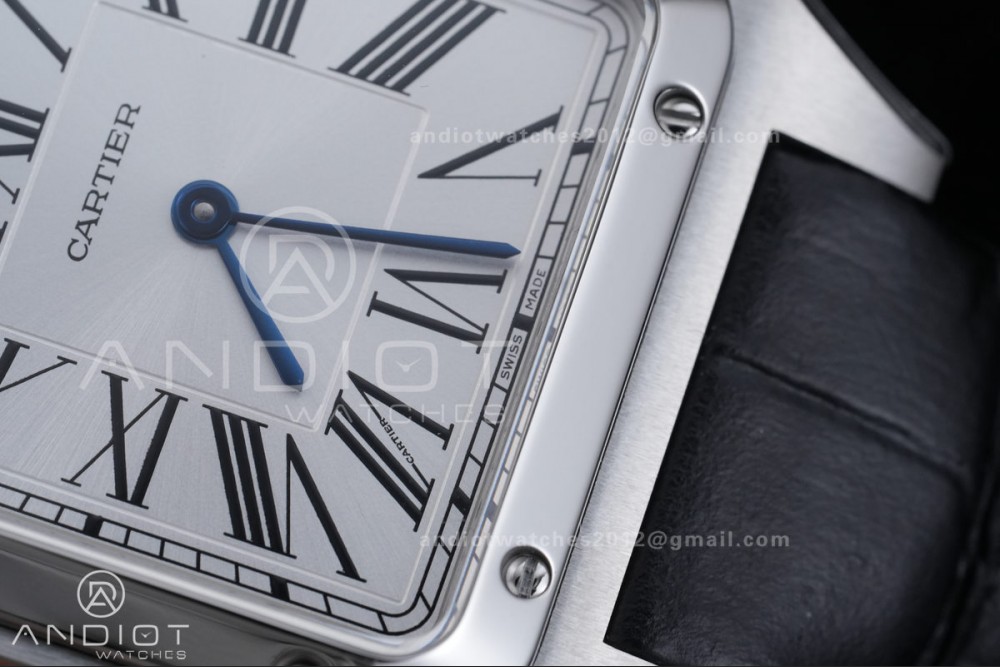 Santos Dumont 31.4mm SS AF 1:1 Best Edition Silver Dial on Black Leather Strap A157 — photo 6