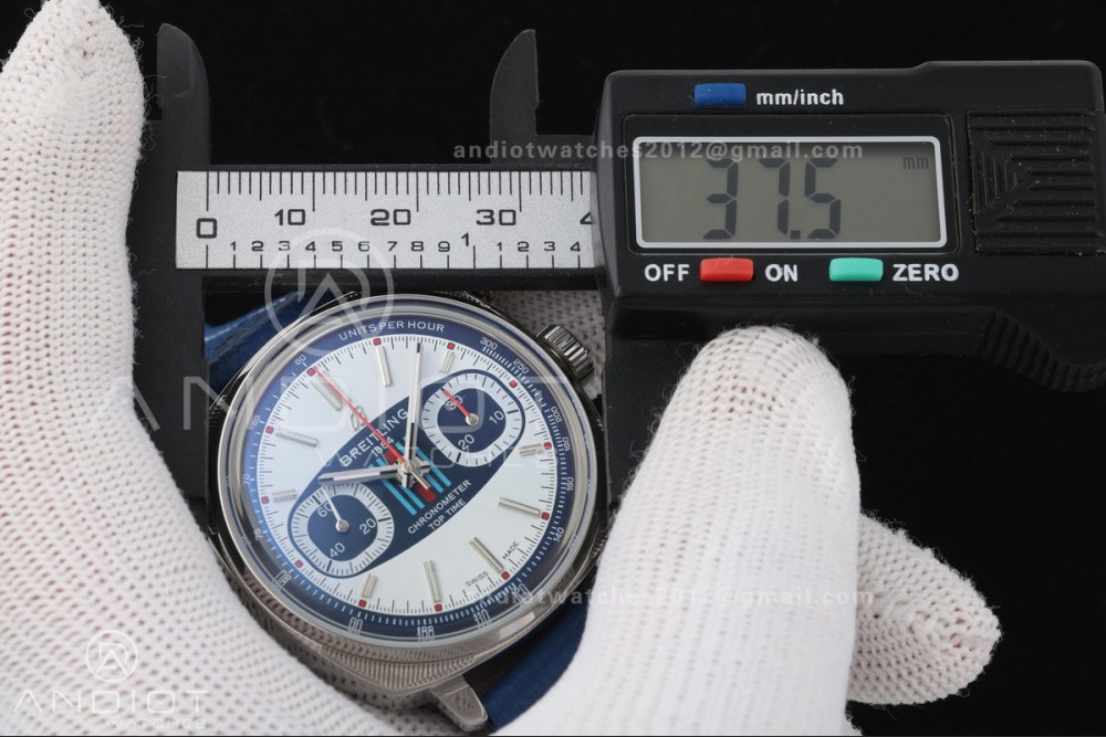 Top Time B01 Racing BLSF 1:1 Best Edition Black/Blue Gulf Dial on Blue Leather Strap A7750 — photo 20