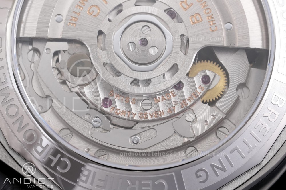 Chronomat B01 44mm SS BLSF 1:1 Best Edition Ice Blue Dial on Black Rubber Strap A7750 — photo 9