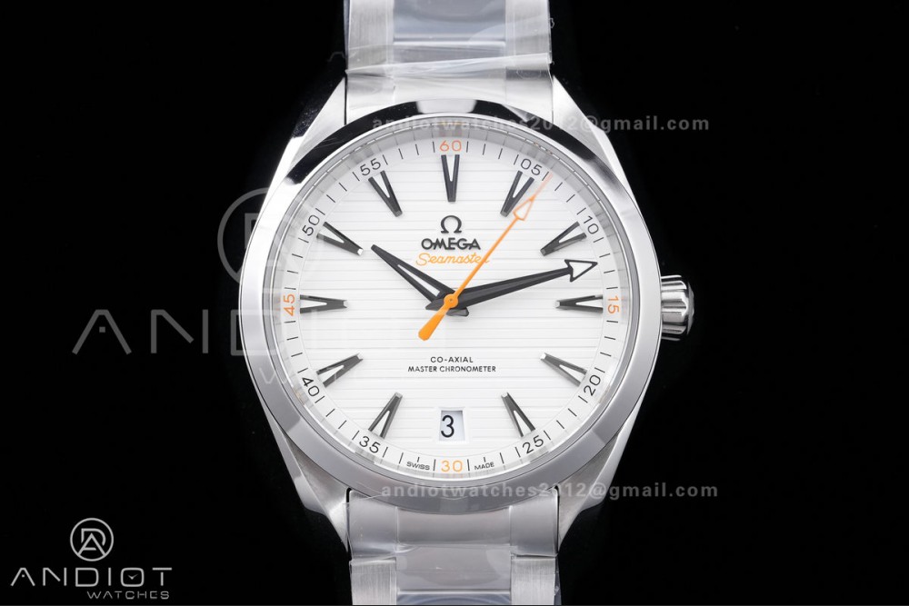 Aqua Terra 150M Master Chronometers VSF 1:1 Best Edition White Dial Orange Hand on SS Bracelet A8900 Super Clone — photo 3