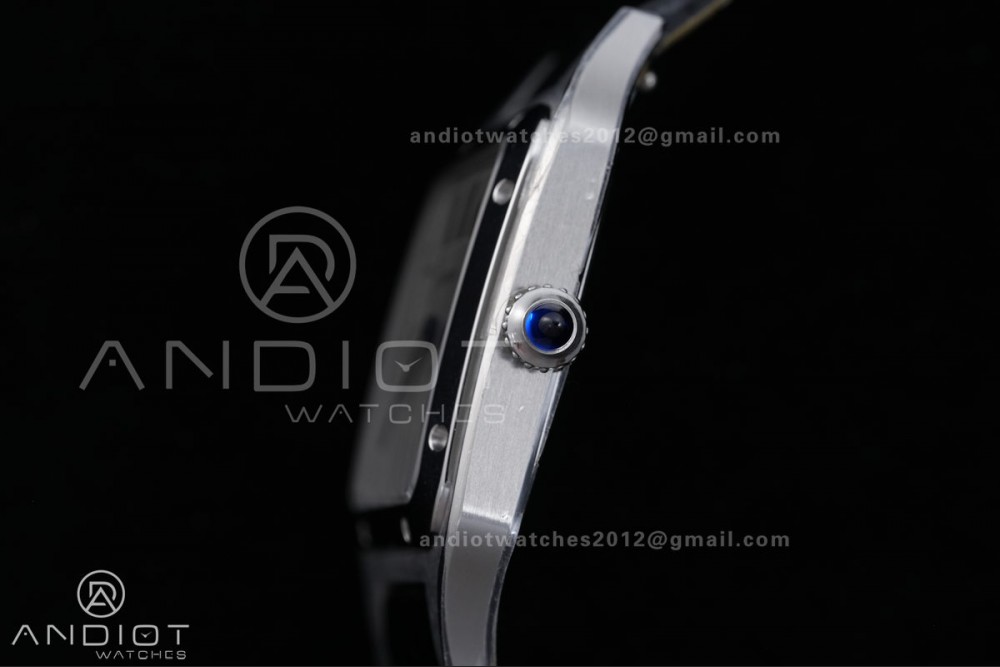 Santos Dumont 31.4mm SS AF 1:1 Best Edition Silver Dial on Black Leather Strap A157 — photo 13