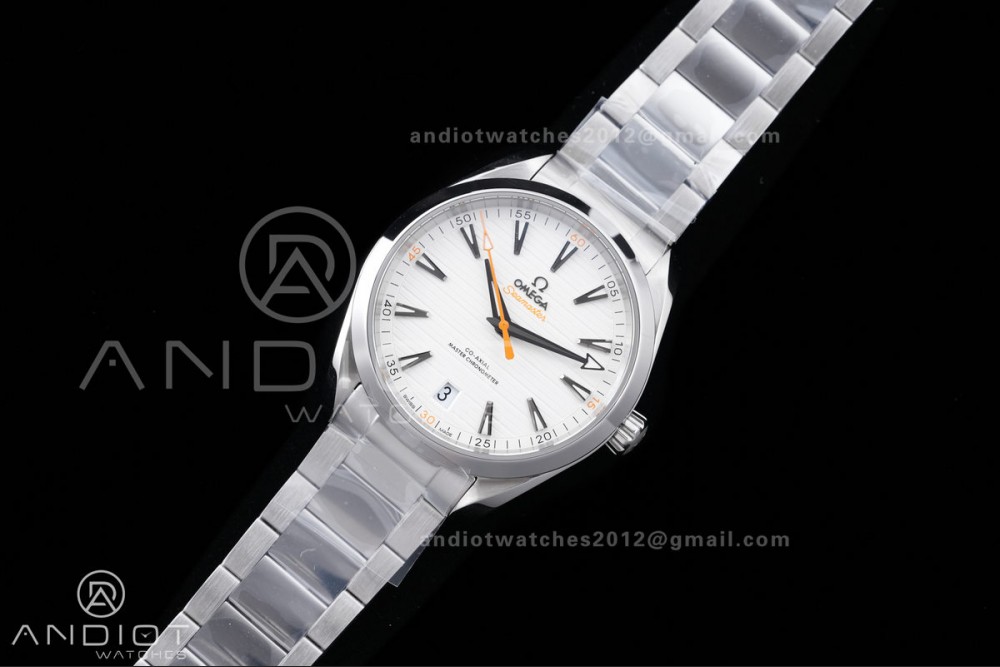 Aqua Terra 150M Master Chronometers VSF 1:1 Best Edition White Dial Orange Hand on SS Bracelet A8900 Super Clone — photo 2