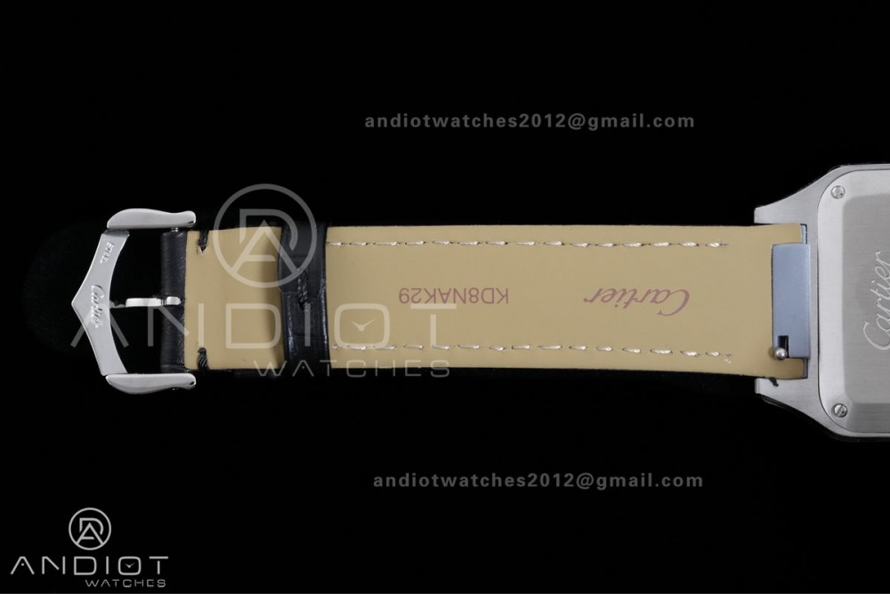 Santos Dumont 31.4mm SS AF 1:1 Best Edition Silver Dial on Black Leather Strap A157 — photo 15