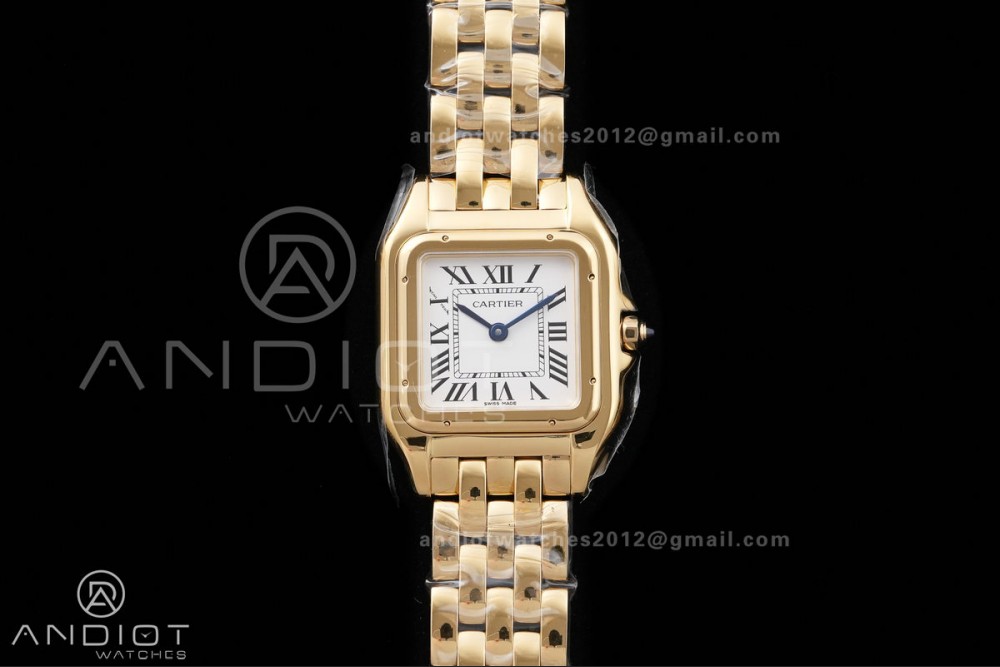 Panthère Ladies 27mm YG AF 1:1 Best Edition White Dial on YG Bracelet Ronda Quartz — photo 3