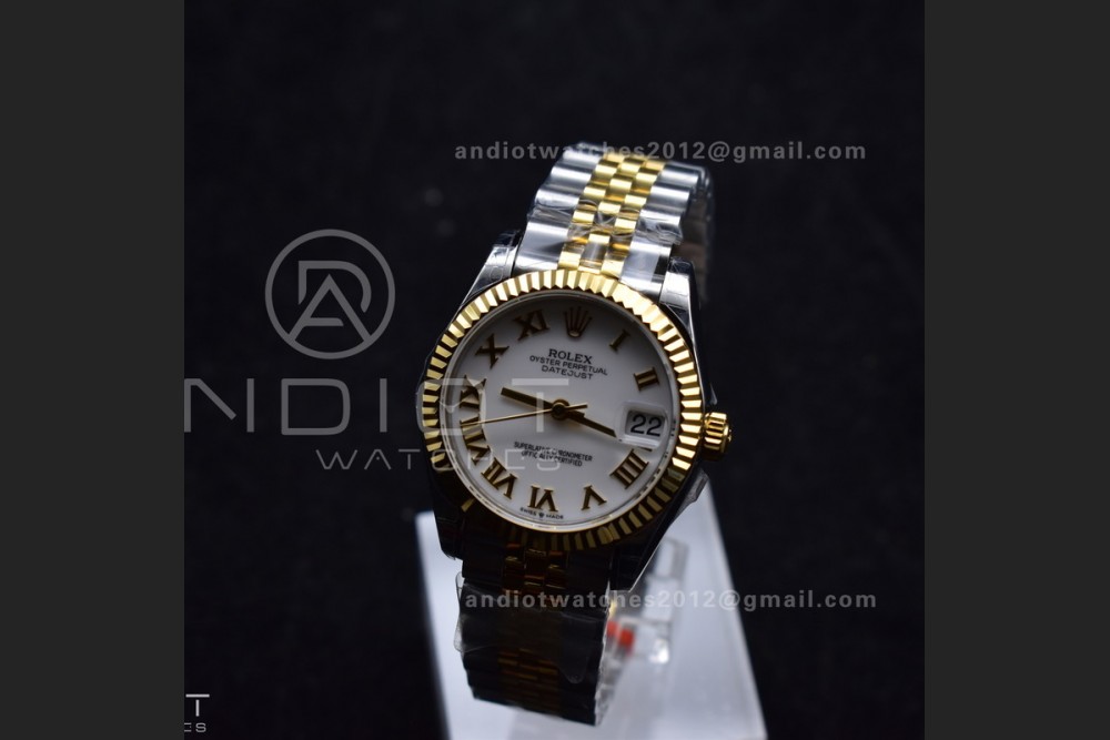 DateJust 31 Ladies 278271 GSF 316L Steel White Dial Roman Markers on YG President Bracelet